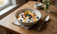Greek Yogurt with Peach and Blueberry