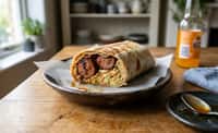 Grilled Sausage Wrap with Cabbage Slaw and Orange Soda Glaze