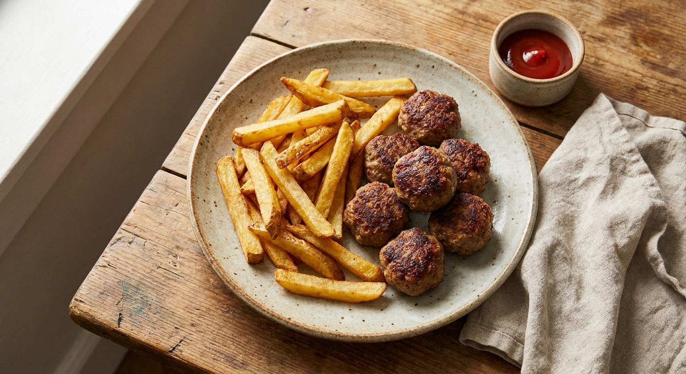 French Fries with Meatballs