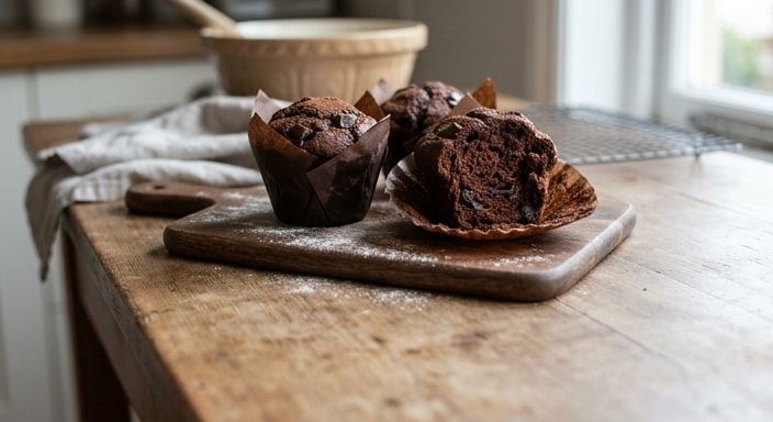 dubbele sjokolademuffin