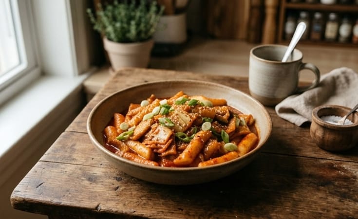 Tteokbokki with Fish Cake and Kimchi