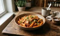 Tteokbokki with Fish Cake and Kimchi