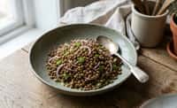 Warm Brown Lentil Salad with Red Onion and Green Chili