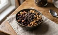 Dark Chocolate Trail Mix with Raisins, Hazelnuts, and Walnuts