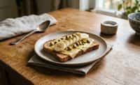 Mustard-Kissed Toast with Melted American Cheese, Banana, and Pistachio