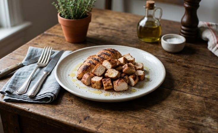 Paprika-Grilled Chicken Breast, Diced and Finished with Olive Oil