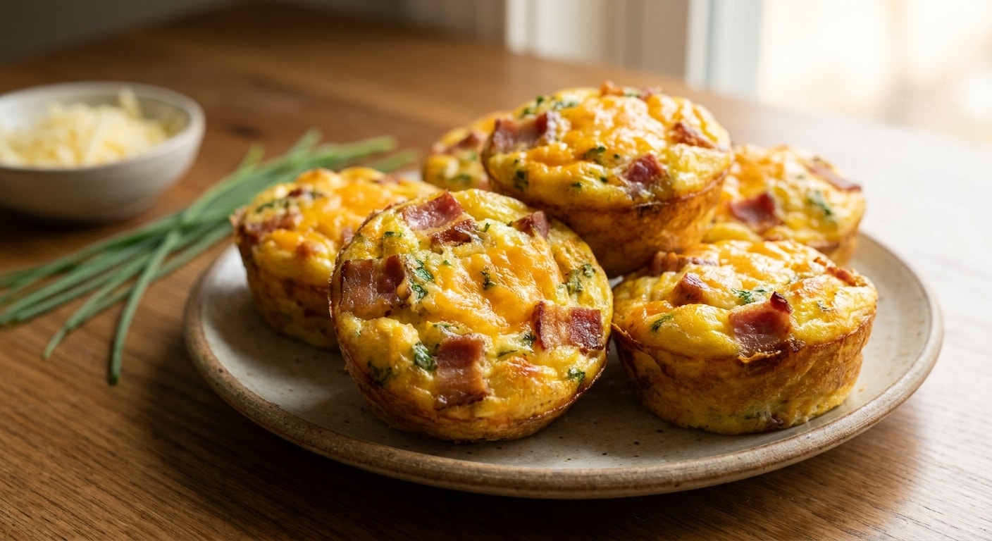 Savory Baked Egg Muffins with Bacon, Cheddar, and Herbs
