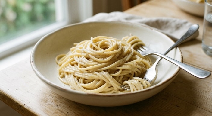 Spaghetti with Creamy Caesar Dressing