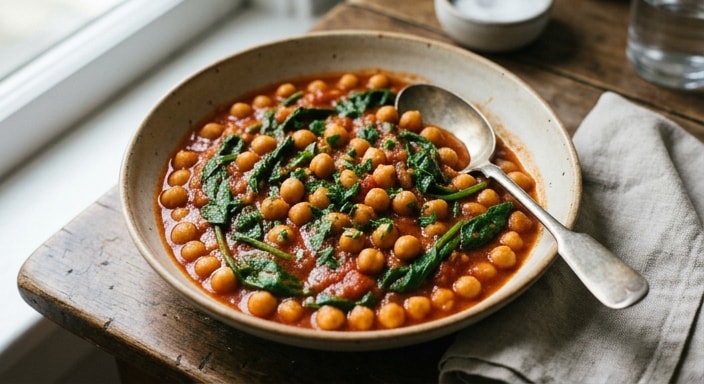 Chickpea, Spinach, and Tomato Stew