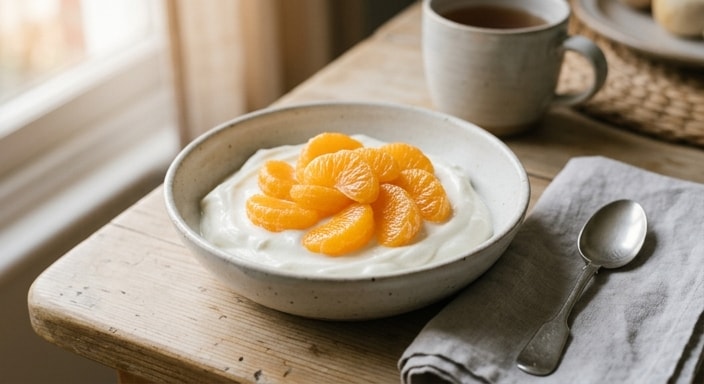 Mandarin Segments with Plain Yogurt