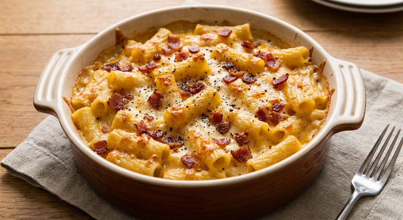 Bacon Cheddar Mac and Cheese with Rigatoni