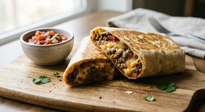 Griddled Beef and Two-Cheese Tortilla with Fresh Salsa