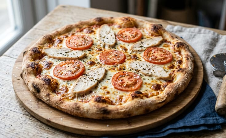 Chicken and Tomato Pizza with Mozzarella