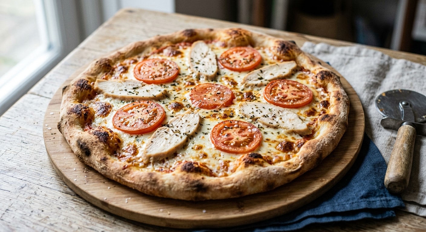 Chicken and Tomato Pizza with Mozzarella