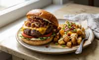 Bacon Onion Cheeseburger with Loaded Cheddar Fries