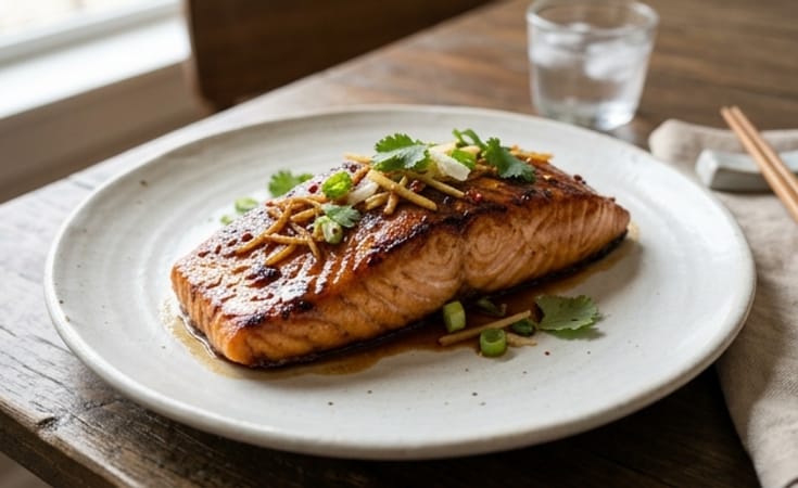 Hong Kong-Style Salmon with Aromatic Soy Glaze