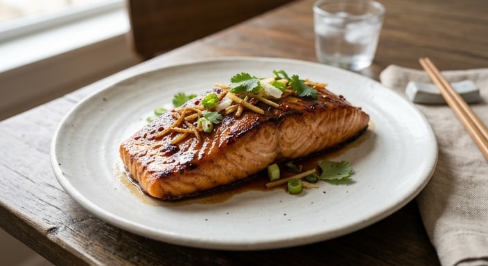 Hong Kong-Style Salmon with Aromatic Soy Glaze