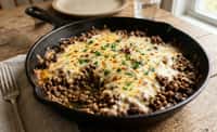 Cheesy Beef and Lentil Skillet