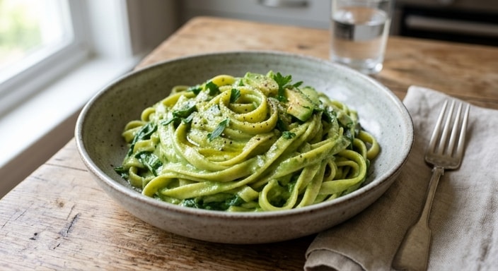 Creamy Avocado and Spinach Pasta