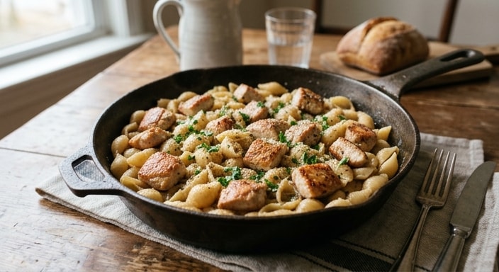 Golden Chicken Pasta Skillet