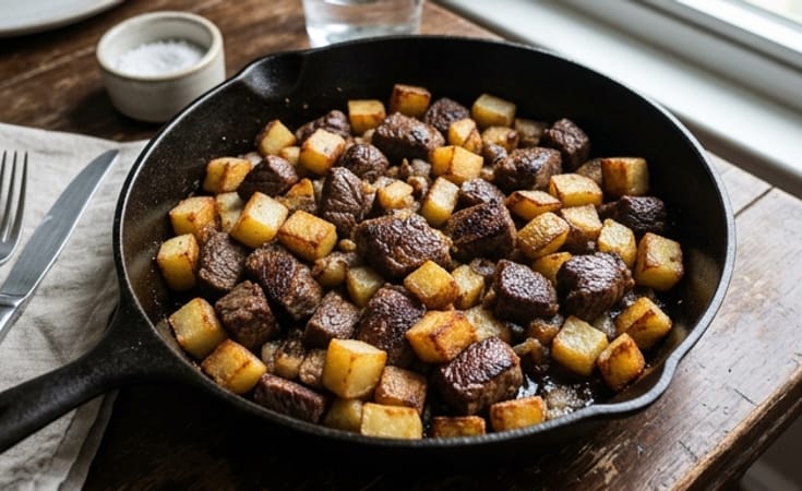 Beef and Potato Skillet with Crisped Edges