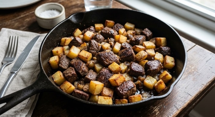 Beef and Potato Skillet with Crisped Edges