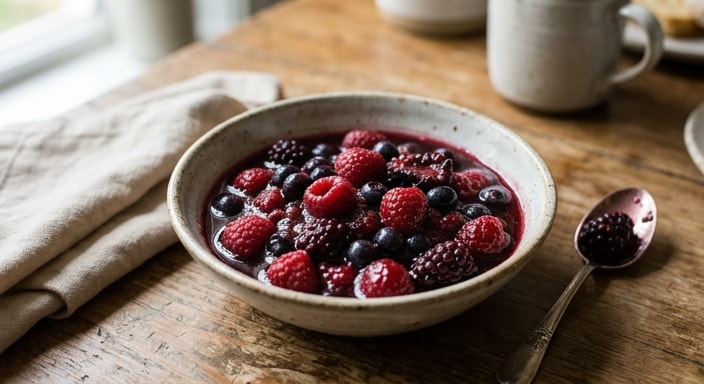Summer Berry Compote, Chilled and Barely Sweetened