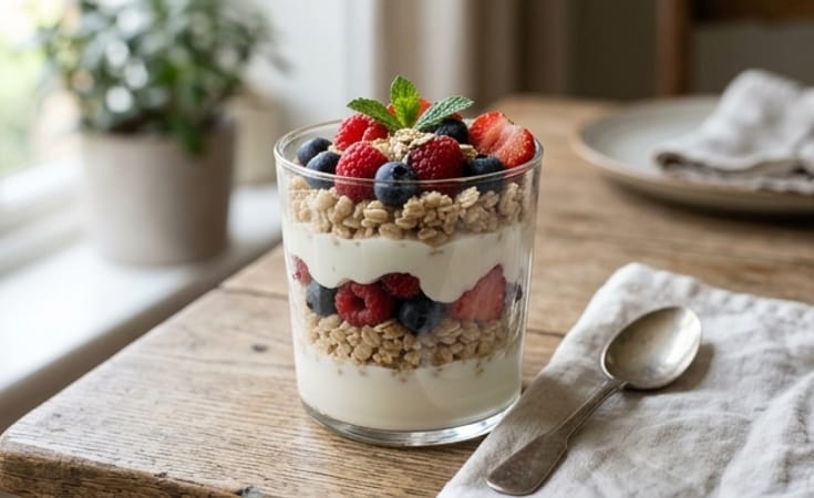 Summer Berry, Oat, and Yogurt Parfait