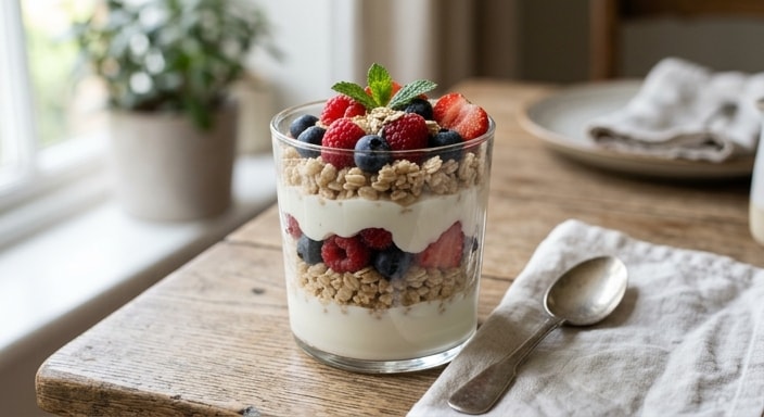 Summer Berry, Oat, and Yogurt Parfait