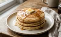 American Pancakes with Butter and Maple Syrup