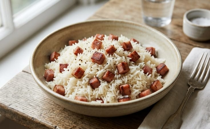 Basmati Rice with Crisp Pan-Fried Ham