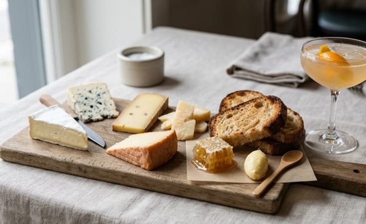 Fromage d’Exception with Sourdough, Honeycomb, and Citrus Cocktail