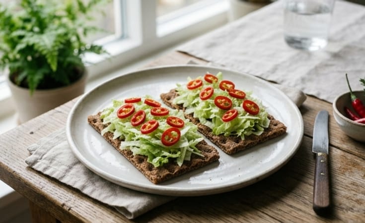 Wasa Crispbread with Iceberg Lettuce and Red Chili