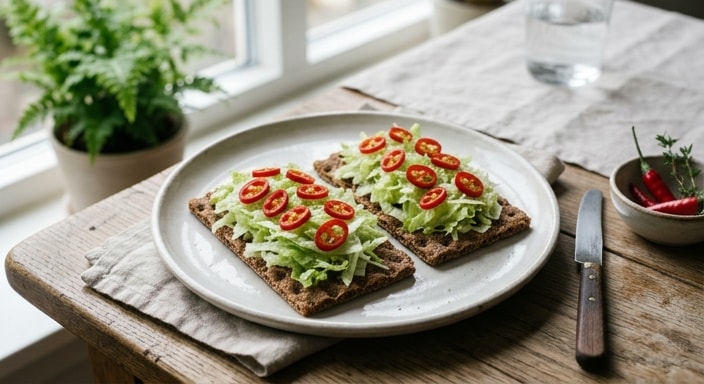 Wasa Crispbread with Iceberg Lettuce and Red Chili