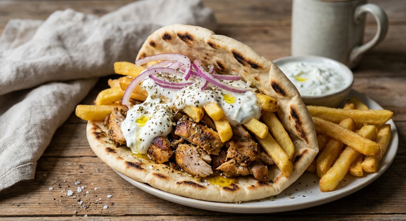 Chicken Gyro Pita with Fries