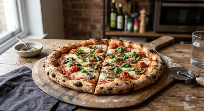 Neapolitan-Style Mushroom and Cherry Tomato Pizza