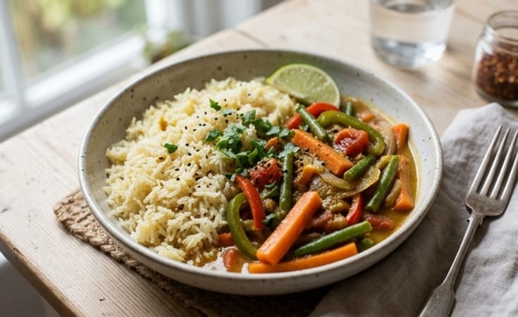 Curried Basmati Rice with Coconut Vegetables