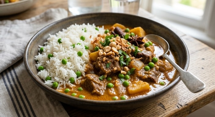 Massaman Curry with Basmati Rice and Peas