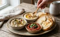 Trio of Mezze with Warm White Bread