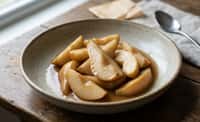 Autumn Poached Pear and Apple with Cinnamon, Cardamom, and Brown Butter