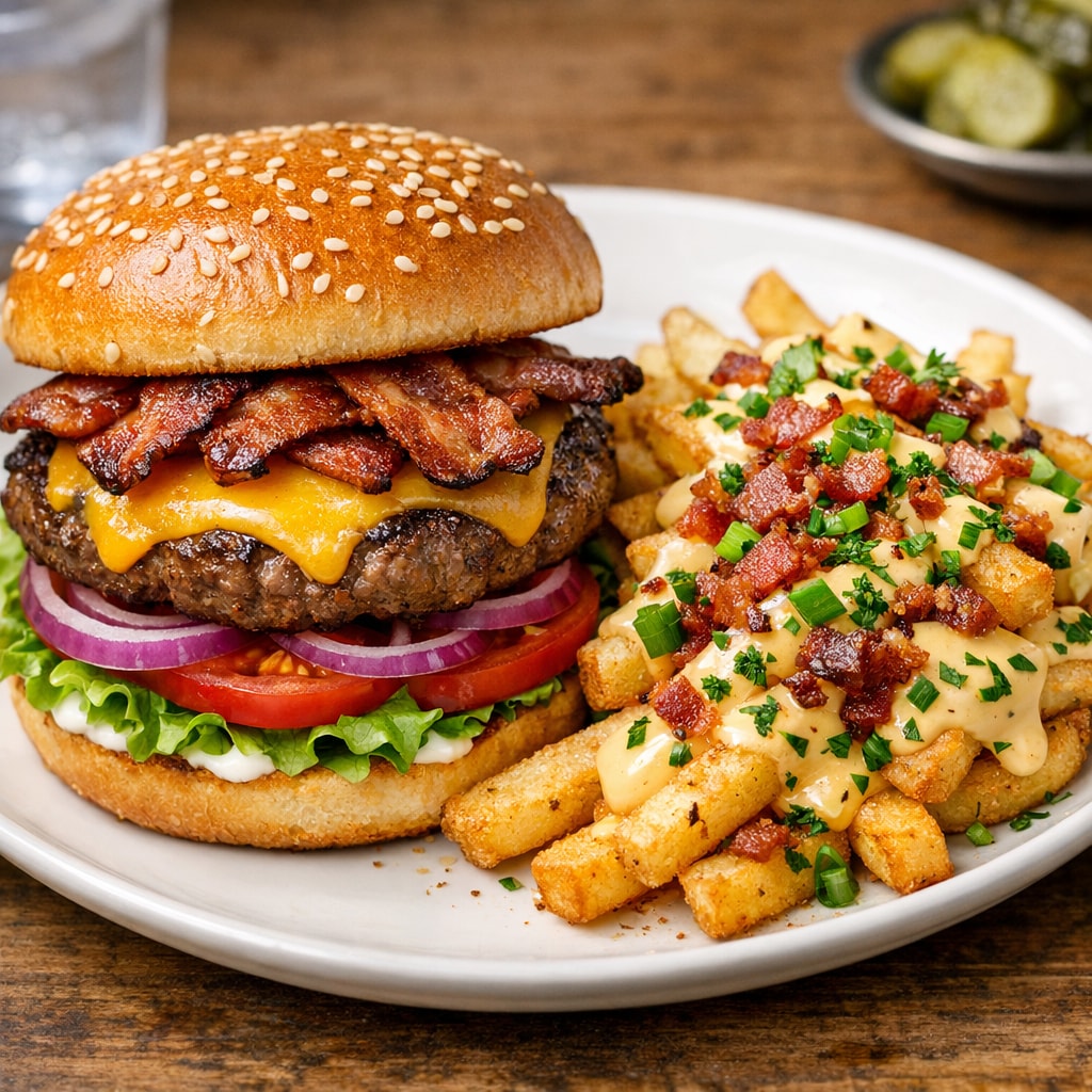 Bacon Cheeseburger with Loaded Cheese Fries